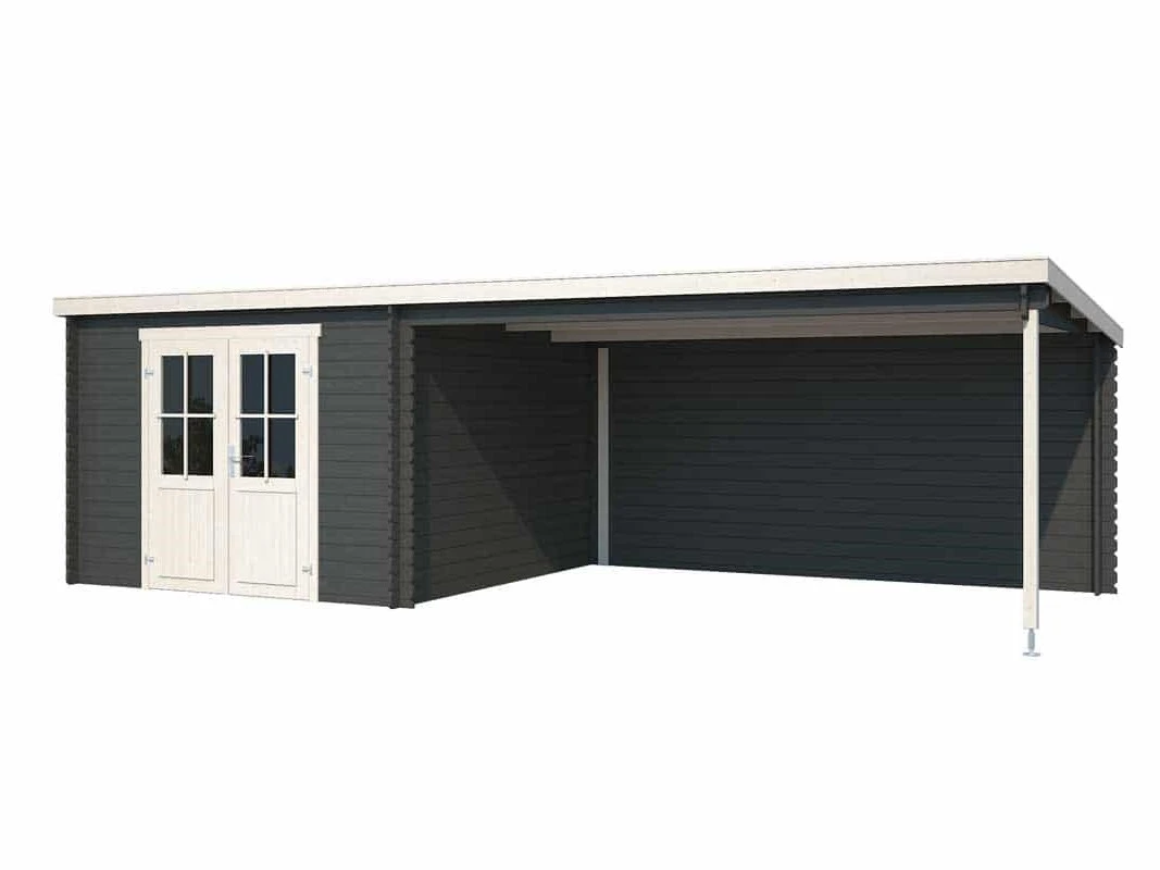 Outdoor Life Blokhut St. Louis Carbon Grey-Wit 701 x 319 cm - Afbeelding 3